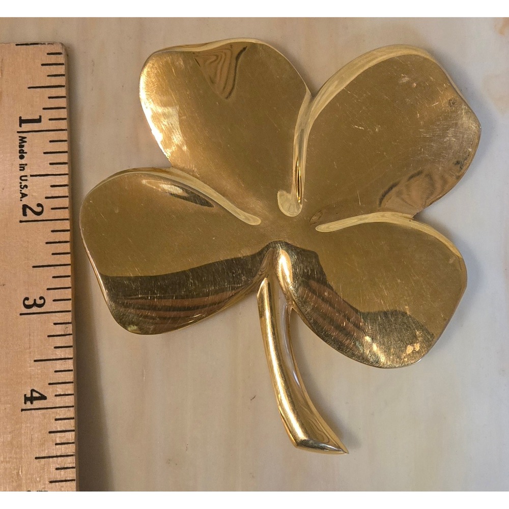 Vintage Gerity 1984 24K Gold Electroplate Four Leaf Clover Luck Paperweight 4.5"